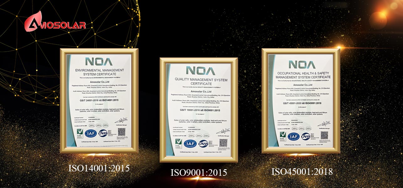 Amosolar has been approved by ISO9001 / ISO14001 / ISO45001